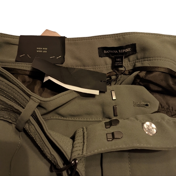 NWT Banana Republic High Rise Belted Wide Leg Trouser Pants 14 Long - Picture 7 of 13